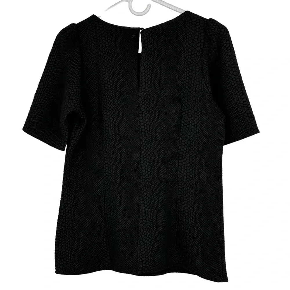 *Women’s Banana Republic Size 6 Black Textured Polyester/Elastane SS Top - Picture 8 of 8
